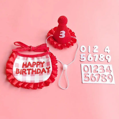 Cat Birthday Party Hat & Scarf Set