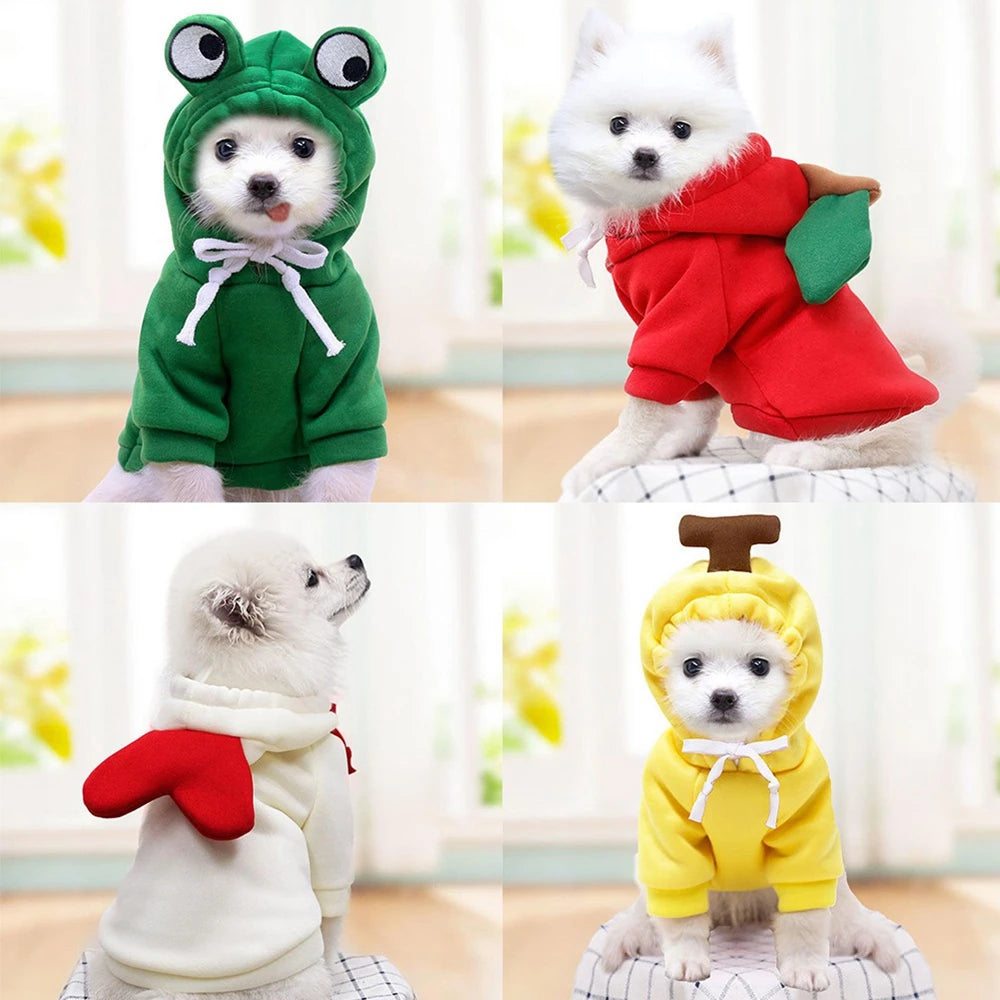 Pet Clothes Dog Hooded Sweatshirt Fruit Warm Coat Cat Sweater Winter Chihuahua Costume for Puppy Small Medium Dogs Cat Clothes