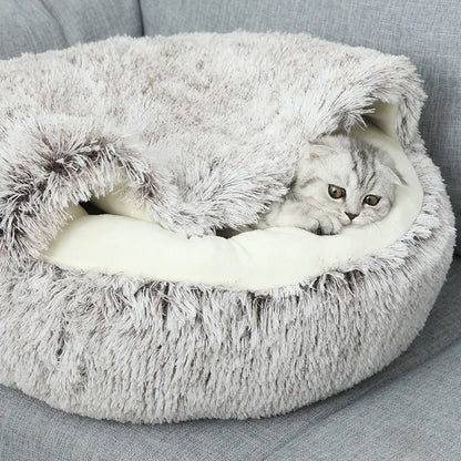 2-in-1 Plush Cat Bed & Sleep Bag