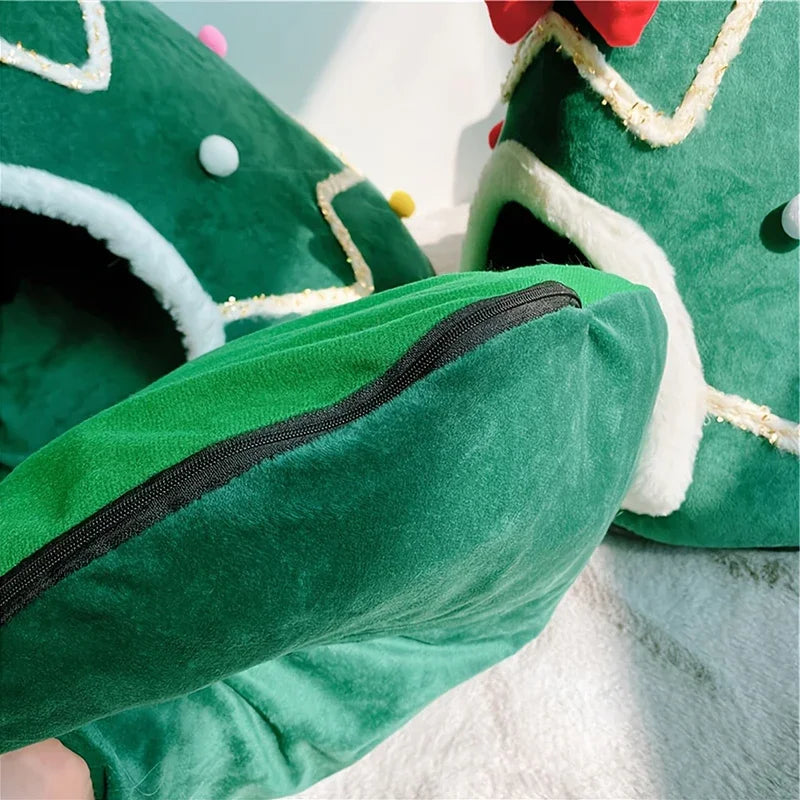 Christmas Warm Cat House Bed