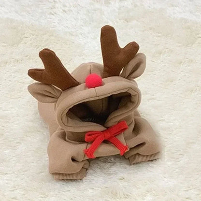 Christmas Pets Antler Coat Winter Hooded Sweatshirt Small Medium Pet Puppy Cat Jacket Clothes Chihuahuas French Bulldog Costume