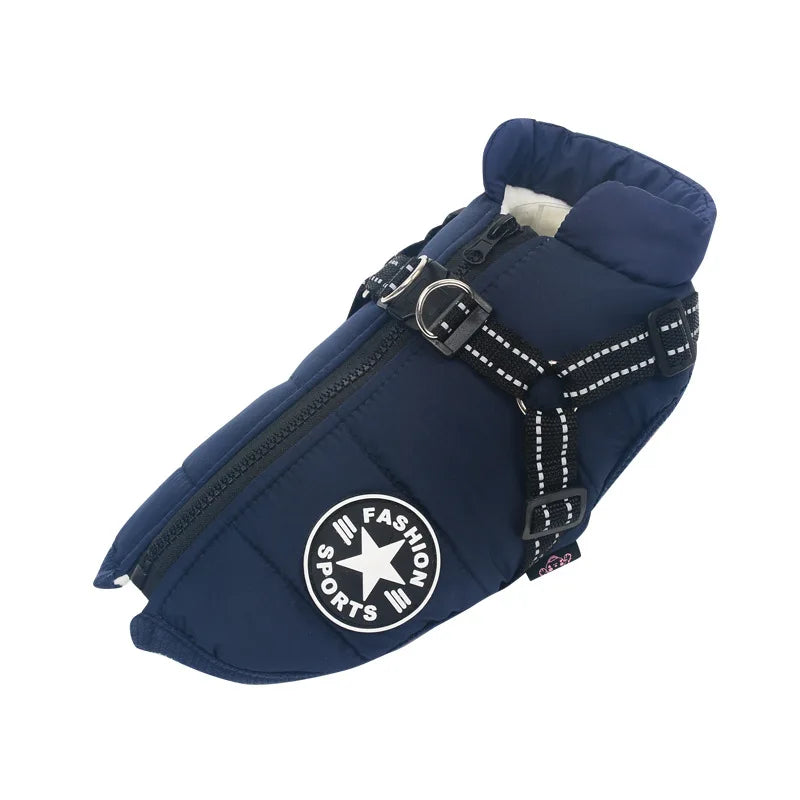 Winter Dog Jacket with Built-In Harness