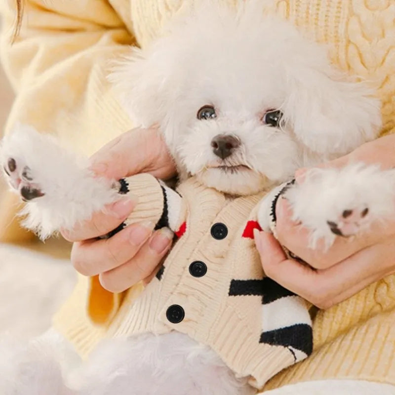 Striped Dog Cardigan Sweater