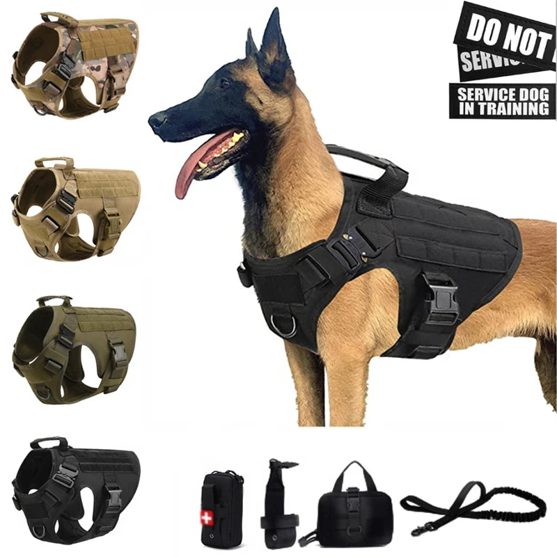 Tactical Dog Vest Harness & Leash Set