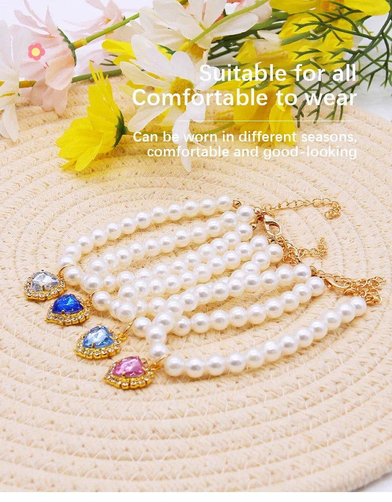 Faux Pearl Cat Necklace Collar