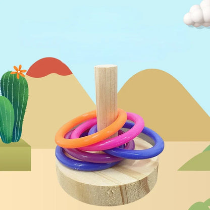 Wooden Parrot Ring Toy