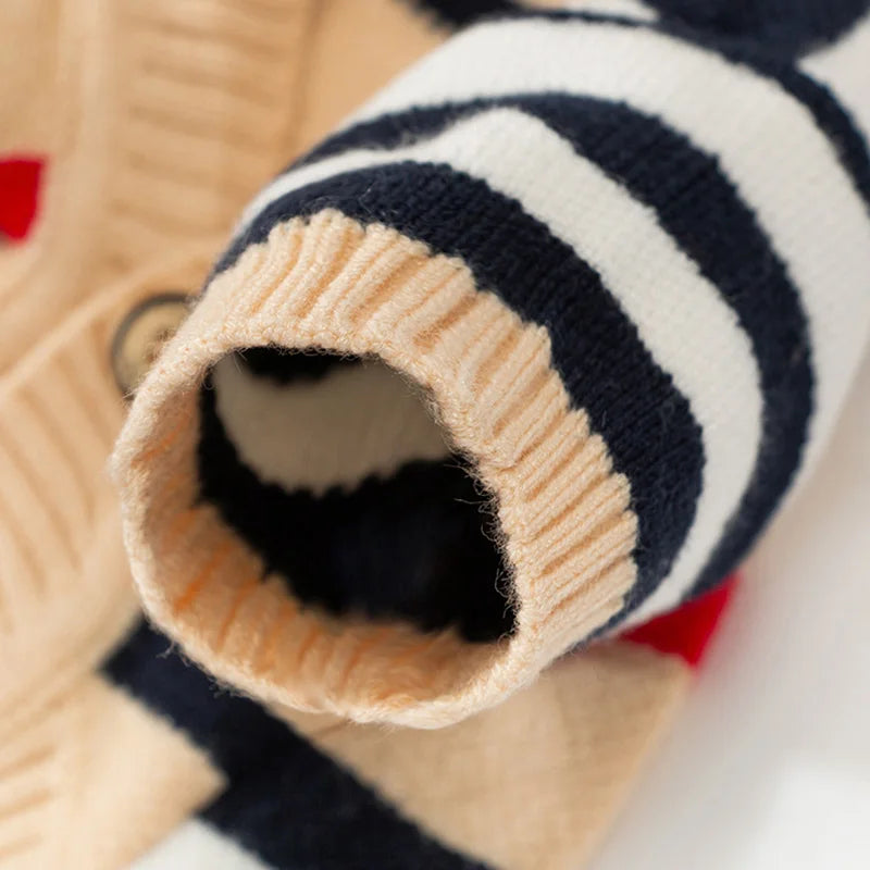 Striped Dog Cardigan Sweater