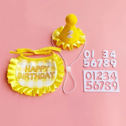 Cat Birthday Party Hat & Scarf Set