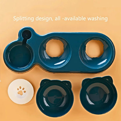 3-in-1 Tilted Pet Food & Water Set