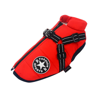 Winter Dog Jacket with Built-In Harness
