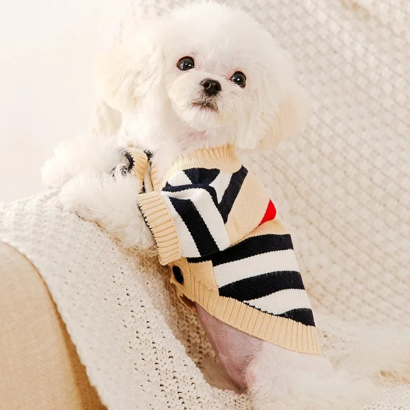 Striped Dog Cardigan Sweater