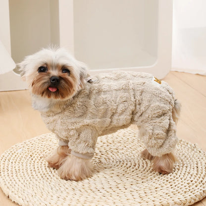 Fleece Dog Jumpsuit with Leash Ring